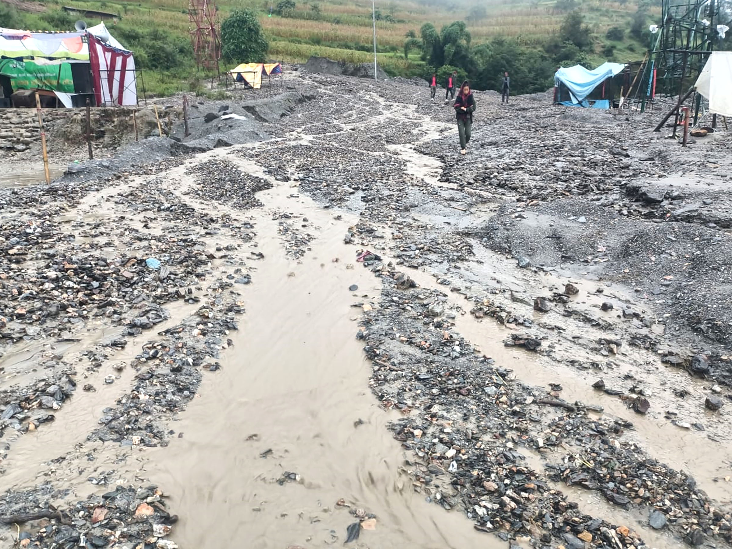 Significant flood blocks Mid-Hill Highway in Baglung
