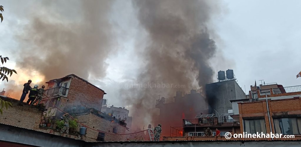 Fire rages near Kasthamandap, largely under control