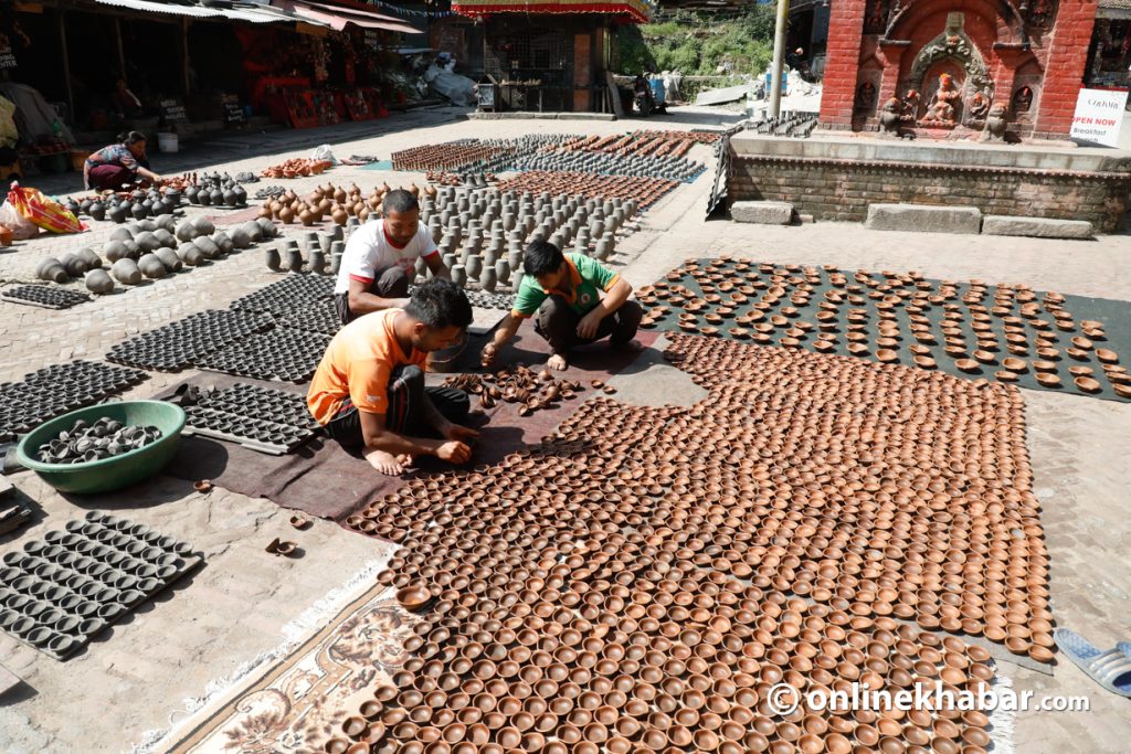 Bhaktapur potters busy making paala as Tihar approaches (Photos)