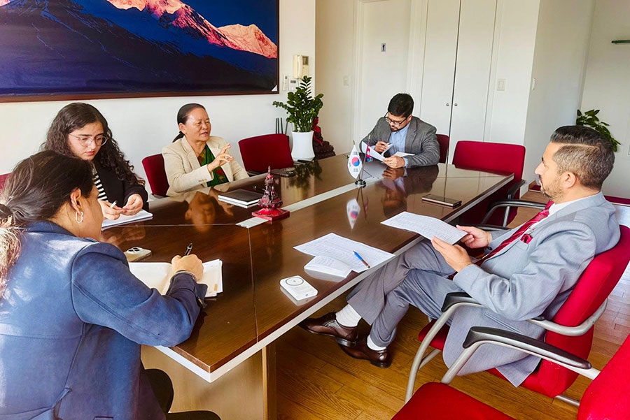 Minister Kharel urges officers of Nepali Embassy to be guardian of Nepalis in South Korea