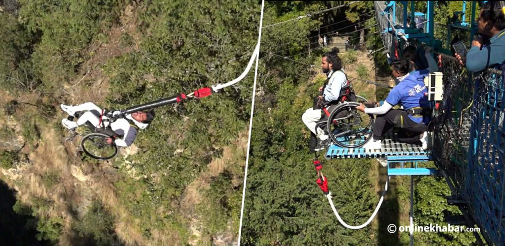 Fearless and unbound Nepali youth make historic wheelchair bungee jump