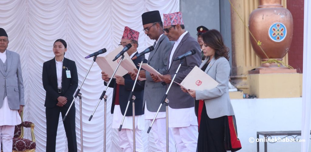 Four newly appointed Ministers sworn in at Shital Niwas