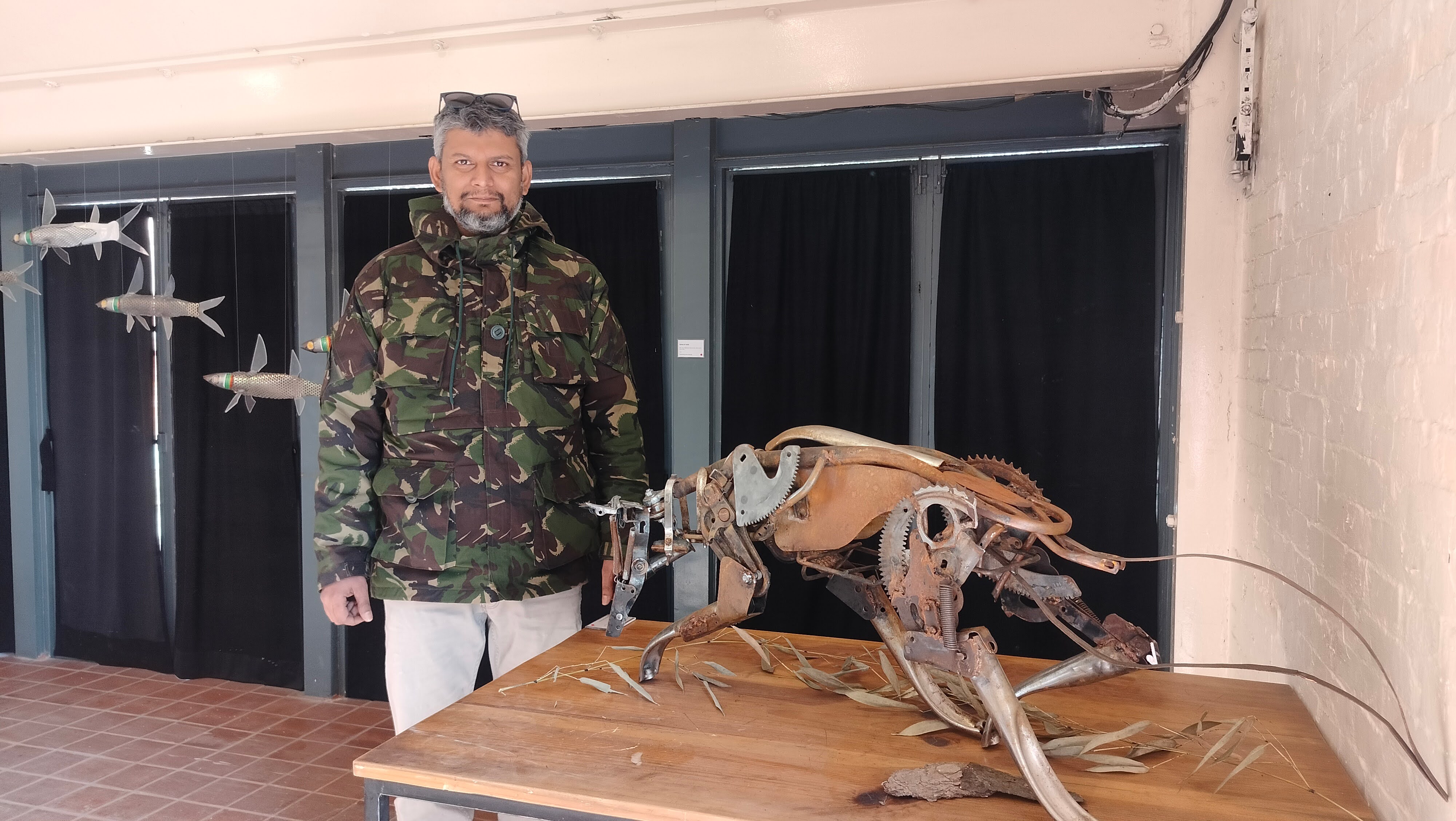 Artist Saurab Koirala at his solo exhibition 'Metamorphosis' at Taragoan Next, Boudha. Photos: Sangita Shrestha