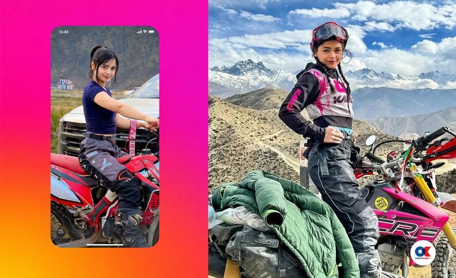 Nepali motovlogger Surakshya KC featured on Instagram reels