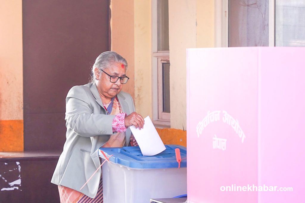 Prime Minister Sushila Karki casts her vote
