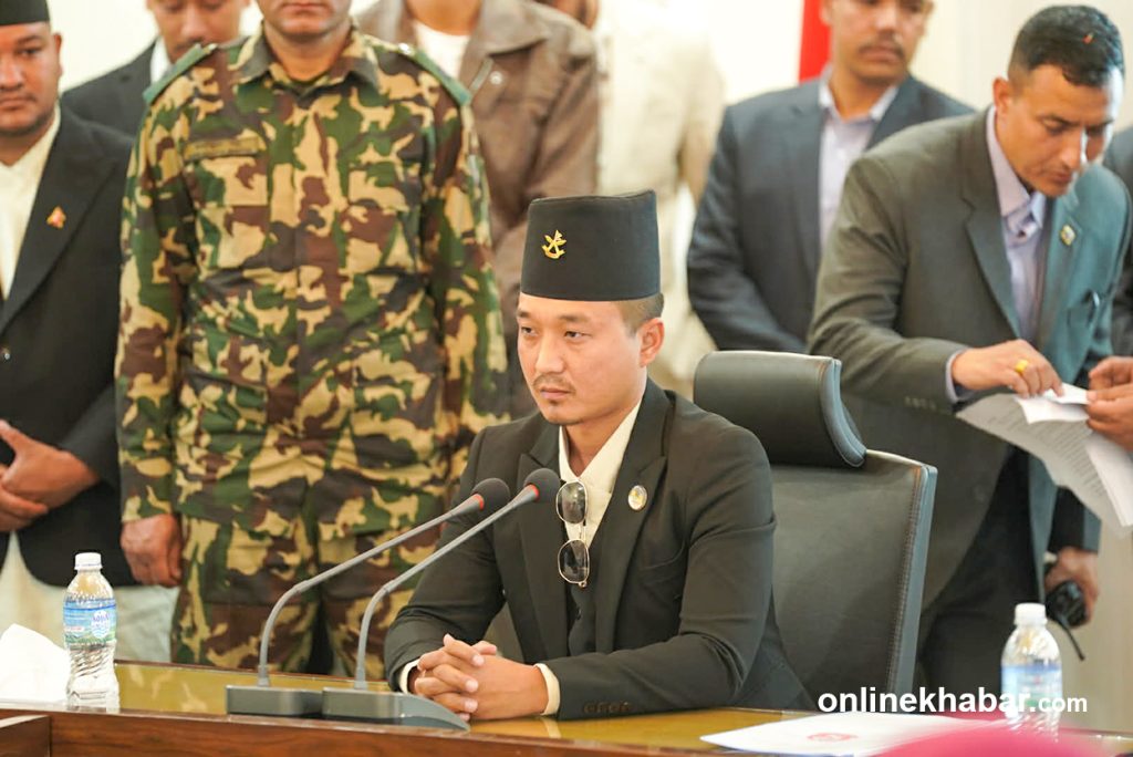 Minister Gurung for legal remedy of his land at Phewa Lake
