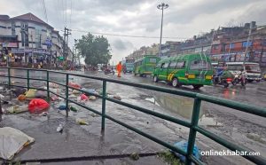 Pokhara streets littered after rain sweeps uncollected waste across city