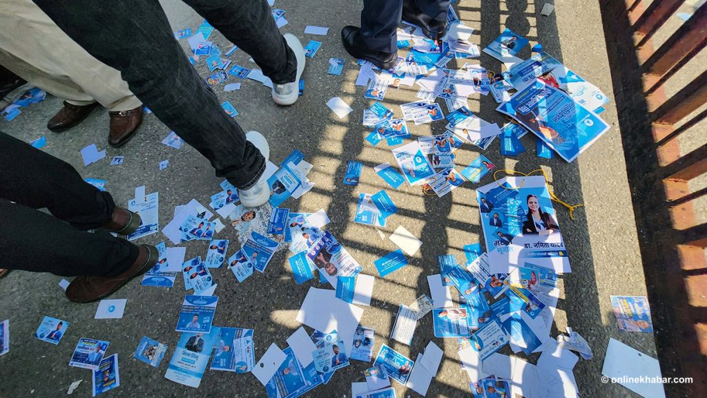 RSP candidates flood Chitwan with paper flyers as electronic voting machines stand ready (Photos)