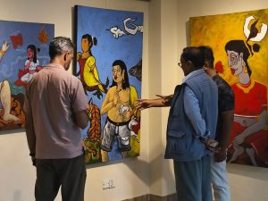 Deeprose Gurung’s ‘Samaya Yatra’ exhibition on display at Shashi Art Gallery