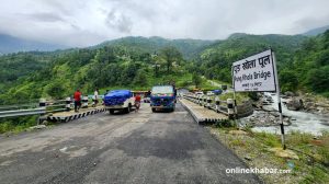 Only one bridge left to reach Dhunche, traffic piles up (Photos)