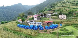 Maize fields cleared to build temporary shelters for 897 landslide-displaced people in Jajarkot