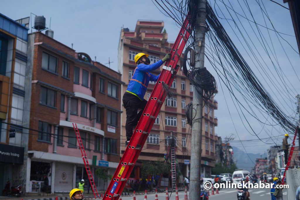 Service providers begin organising overhead utility cables in Kathmandu (Photos)