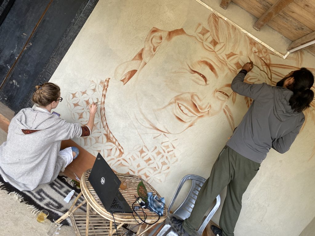 Indian an artist Yogi painted an image of a Limbu ritual practitioner, a Yeba, at Cholung Park.