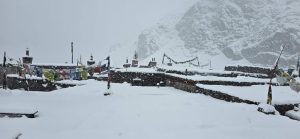Heavy snowfall in northern Humla, Nara and Nyalu roads blocked
