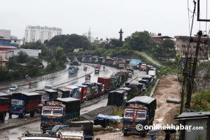 Highway closure brings traffic to a standstill in Kathmandu