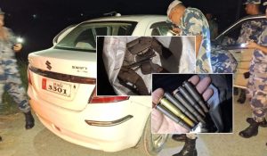 4 pistols, 6 rounds of ammunition recovered from Indian-registered car in Birgunj