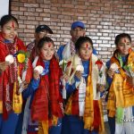 Nepal women’s kabaddi team returns home with bronze medal (Photos)