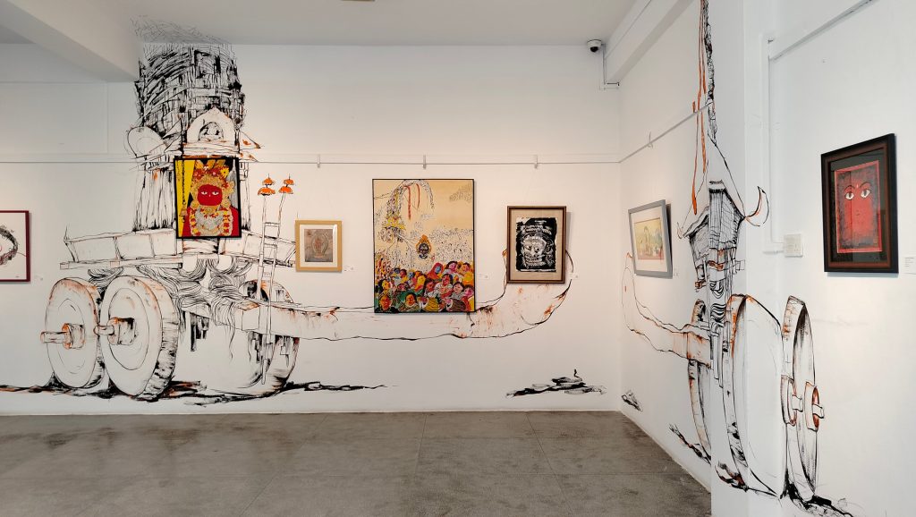 Depiction of Bunga Dyo Jatra at the third edition of Deities of Nepal III: Lore and Legends at Nepal Art Council, Babar Mahal.