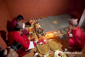 Jamara planted at Hanuman Dhoka Dashain Ghar (Photos)