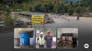 Engineers work to reposition flood-displaced bridge on Galchhi-Trishuli-Mailung road