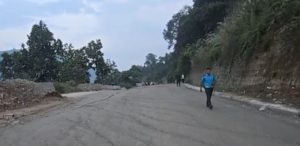 Road subsidence blocks traffic on Prithvi Highway in Dhading